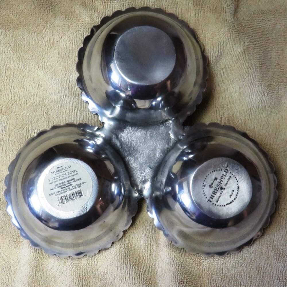 Threshold 3-Section Metal Condiment Server with Beaded Border - Picture 3 of 5